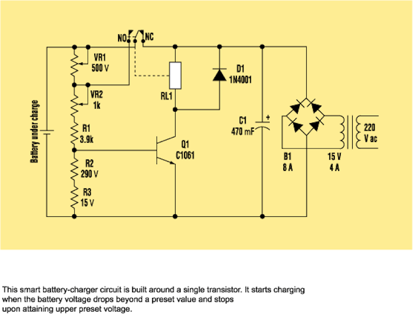 Build A Smart Battery Charger Using A Single Transistor Circuit Electronic Design