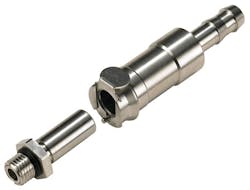 5. Whether metal or polymer, choose true dry-disconnect couplings that feature flush-face internal valves that virtually eliminate the possibility of dripping onto vital components. 5. Whether metal or polymer, choose true dry-disconnect couplings that feature flush-face internal valves that virtually eliminate the possibility of dripping onto vital components.