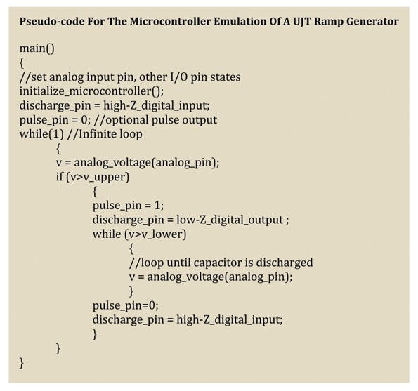 Ramp Generator Uses Microcontroller Emulation Of Unijunction Transistor ...
