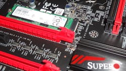 3. Samsung&apos;s 256 Gbyte SM951 M.2 module can plug into the M.2 socket on the Supermicro C7Z170-SQ motherboard.