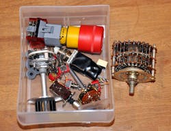 1. Mark Thoren&rsquo;s switch junk box has been decimated after he gave many switches to his young son, to encourage an interest in engineering. His son&rsquo;s junk box, pictured here, has a good start.