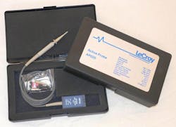 4. I treasure my two old LeCroy AP020 active probes. They get 1-GHz bandwidth with 1.8-pF input capacitance and 1-MΩ input resistance. The newer LeCroy ZS4000 achieves 4 GHz with only 0.6-pF input capacitance. Modern 1-MΩ Keysight probes can get 2-GHz bandwidth with 1-pF input capacitance. A Tektronix TAP4000 probe meant for power-supply measurement has 4-GHz bandwidth, but only 40-kΩ impedance. Speed and source impedance are a fundamental analog tradeoff. 4. I treasure my two old LeCroy AP020 active probes. They get 1-GHz bandwidth with 1.8-pF input capacitance and 1-MΩ input resistance. The newer LeCroy ZS4000 achieves 4 GHz with only 0.6-pF input capacitance. Modern 1-MΩ Keysight probes can get 2-GHz bandwidth with 1-pF input capacitance. A Tektronix TAP4000 probe meant for power-supply measurement has 4-GHz bandwidth, but only 40-kΩ impedance. Speed and source impedance are a fundamental analog tradeoff.