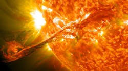 Solar flares can be particularly damaging, impacting everything from GPS signals to spacecraft. (Image courtesy of NASA)