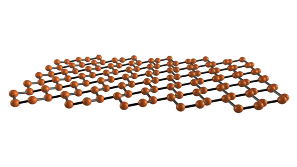 Silicene is a oneatomthick layer of silicon organized in a buckled honeycomb lattice