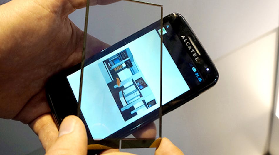 This prototype Alacatel One Touch phone has been fitted with Wysips Connect, capable of recharging the battery and receiving Li-Fi data. (Image courtesy of Sunpartner Technologies)