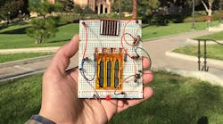 The new hybrid supercapacitor developed at UCLA stores large amounts of energy, recharges quickly and can last for more than 10,000 recharge cycles. (Image courtesy of UCLA&rsquo;s California NanoSystems Institute)