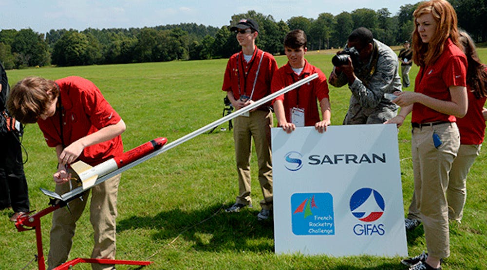The U.S. TARC rocketry team prepares for launch in Farnborough, England on July 18, 2014. (Image courtesy of Raytheon.)