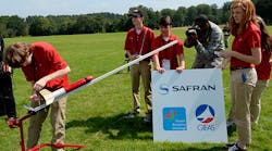 The U.S. TARC rocketry team prepares for launch in Farnborough, England on July 18, 2014. (Image courtesy of Raytheon.)