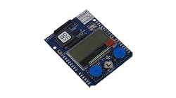1. The mbed Application shield has an LCD display, 3D accelerometer, and temperature sensor.