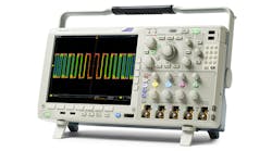 The MDO4000C oscilloscope can be upgraded with an arbitrary waveform generator, spectrum analyzer, logic analyzer, protocol analyzer, and digital voltmeter. (Image courtesy of Tektronix).