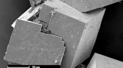 Scanning electron microscope image of MOF crystals, whose enormous surface areas can help squeeze more transistors onto microchips, making them faster and more powerful. (Image courtesy of CSIRO).