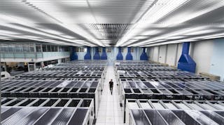 CERN&apos;s main data center is located in Meyrin, Switzerland. It provides about 45 petabytes of data storage on disk, and houses the majority of the data center&apos;s 100,000 processing cores. (Image courtesy of CERN).