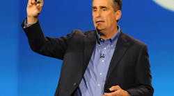 Brian Krzanich, Intel&apos;s chief executive, giving a keynote speech before the 2014 Consumer Electronics Show in Las Vegas. Nearly three years into his role as chief executive, Krzanich is trying to push Intel toward cloud computing and the billions of connected devices that will share information with the cloud. (Image courtesy of Intel).