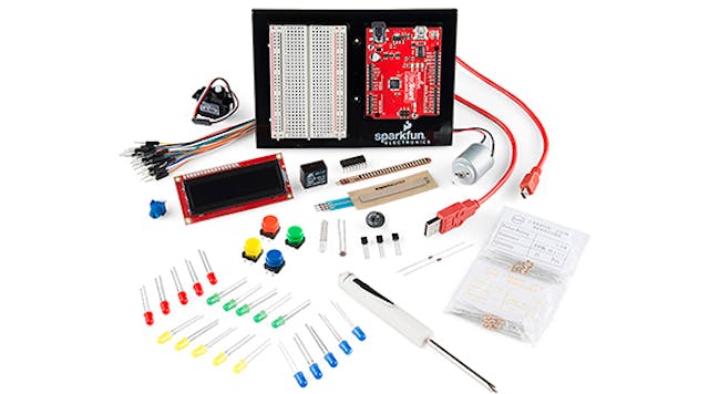 The SparkFun Inventor&apos;s Kit is compatible with National Instruments&apos; LabVIEW Home Bundle, a special version of its famous programming language designed for the hobbyist. (Image courtesy of SparkFun).