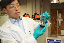 Guangsheng Zhang a research associate at Penn State holds a punctured lithiumion battery With growing safety concerns researchers are developing batteries with thermal sensors that act like failsafes Image courtesy of Penn State Guangsheng Zhang a research associate at Penn State holds a punctured lithiumion battery With growing safety concerns researchers are developing batteries with thermal sensors that act like failsafes Image courtesy of Penn State
