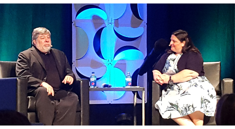 Steve Wozniak speaks at the 2017 MD&M show at the Javits Center in New York City.