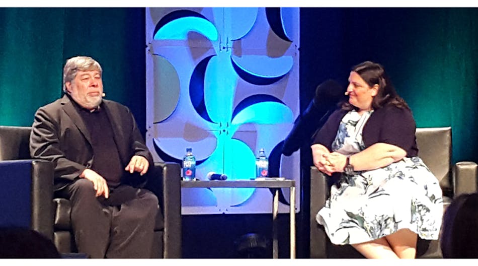 Steve Wozniak speaks at the 2017 MD&amp;M show at the Javits Center in New York City.