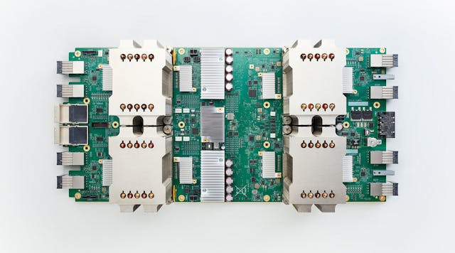 Google&apos;s second generation tensor processing unit, more commonly known as the TPU. The search engine company unveiled it in May. (Image courtesy of Google).