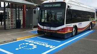 Momentum Dynamics uses wireless charging to top off the batteries in an electric bus.