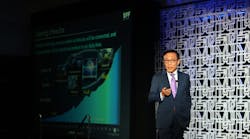 Kinam Kim, president of Samsung&apos;s chip division, at the company&apos;s Foundry Forum in 2017. (Image courtesy of Samsung).