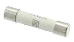 5. A Schurter 1000-V, 1-A fuse has a ceramic tube with the ratings marked on it.