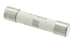 5. A Schurter 1000-V, 1-A fuse has a ceramic tube with the ratings marked on it. 5. A Schurter 1000-V, 1-A fuse has a ceramic tube with the ratings marked on it.