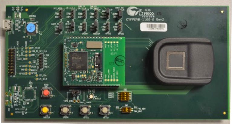 2. Supporting Cypress&rsquo;s FPS platform is a fingerprint-matching module (FPMM) reference design, which comes in the company&rsquo;s FPMM Evaluation Kit.