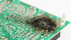 1. Fuses protect users from shocks and products from catching fire. While this PCB has failed, it didn&rsquo;t start a fire. (Courtesy of flickr, UnknownNet-Photography)
