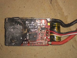 2. This PCB was improperly fused. A fuse should have blown long before this much energy was consumed, starting a serious fire. (Courtesy of Wikimedia)