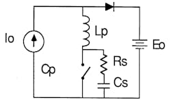 2. An RC snubber network adds a resistor and capacitor in series to the high-speed switch node of your circuit. (Courtesy of Cornell Dubilier) 2. An RC snubber network adds a resistor and capacitor in series to the high-speed switch node of your circuit. (Courtesy of Cornell Dubilier)