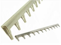 6. Certain PCB-mount busbars let you distribute large currents in printed circuit boards. (Courtesy of E-FAB) 6. Certain PCB-mount busbars let you distribute large currents in printed circuit boards. (Courtesy of E-FAB)