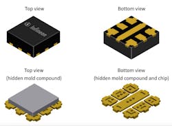 1. Shown is a 3D drawing of Infineon’s flip-chip packaging, which improves thermal performance. 1. Shown is a 3D drawing of Infineon’s flip-chip packaging, which improves thermal performance.
