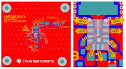 4. The thermally optimized layout of the LMR36015-Q1 includes connection to a large ground plane, which provides good heat distribution. It also uses thermal vias to reach inner layers for additional heat distribution. 4. The thermally optimized layout of the LMR36015-Q1 includes connection to a large ground plane, which provides good heat distribution. It also uses thermal vias to reach inner layers for additional heat distribution.