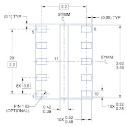 2. The package drawing of the TPSM265R1 shows how the package’s pin spacing meets industry standards for the intended operating-voltage maximum value. 2. The package drawing of the TPSM265R1 shows how the package’s pin spacing meets industry standards for the intended operating-voltage maximum value.