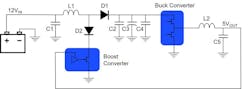 3. Shown is a simplified automotive buck converter with a pre-boost.