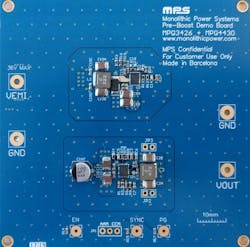 4. This a Monolithic Power Systems pre-boost demo board. 4. This a Monolithic Power Systems pre-boost demo board.