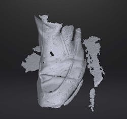 2. I could not get any points scanned of a black Harley cylinder. Then I accidentally moved the scanner past my shoe that was speckled with white paint. 2. I could not get any points scanned of a black Harley cylinder. Then I accidentally moved the scanner past my shoe that was speckled with white paint.