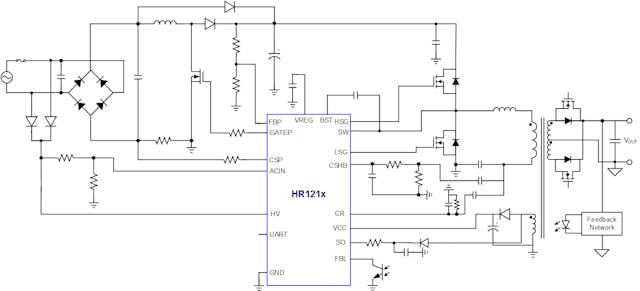 3. This is a typical application circuit of a PFC and LLC two-stage converter based on the HR121x.