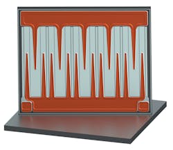 3. The unique appearance of this GaN transistor is based on Island Technology cell layout technology, which results in a high yield of devices per wafer with high-current capability. (Courtesy of GaN Systems) 3. The unique appearance of this GaN transistor is based on Island Technology cell layout technology, which results in a high yield of devices per wafer with high-current capability. (Courtesy of GaN Systems)