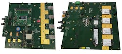 1. The COM Express modules provide the system’s intelligence. The top side of the board (left) also hosts a SMARC module and SIM card sockets. The bottom (right) has numerous expansion sockets, including M.2 and Mini-PCIe. 1. The COM Express modules provide the system’s intelligence. The top side of the board (left) also hosts a SMARC module and SIM card sockets. The bottom (right) has numerous expansion sockets, including M.2 and Mini-PCIe.