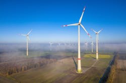 1. This group of wind turbines in the same location, known as a wind farm, is used to produce electricity. 1. This group of wind turbines in the same location, known as a wind farm, is used to produce electricity.