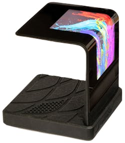 3. With a bend radius that can go down to 10 mm, OLCDs can be conformed, shaped, and wrapped around surfaces. (Source: FlexEnable) 3. With a bend radius that can go down to 10 mm, OLCDs can be conformed, shaped, and wrapped around surfaces. (Source: FlexEnable)