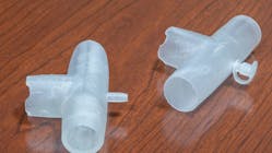 3. Northwell Health doctors turned BiPAP machines into backup ventilators by fitting them with these 3D-printed adapters. (Photo: Northwell Health)