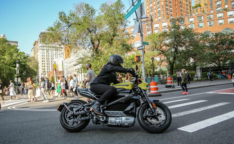 The all-electric livewire motorcycle from Harley-Davidson gets up to 146 miles in a single charge.