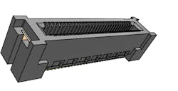 3. This is a Samtec card-edge socket, part number HSEC8-130-01-S-DV-A-WT-TR. (Courtesy of Samtec) 3. This is a Samtec card-edge socket, part number HSEC8-130-01-S-DV-A-WT-TR. (Courtesy of Samtec)