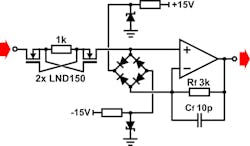 12. Low-distortion, shunt overvoltage protection using current-liming MOSFETs for improved noise and bandwidth. 12. Low-distortion, shunt overvoltage protection using current-liming MOSFETs for improved noise and bandwidth.