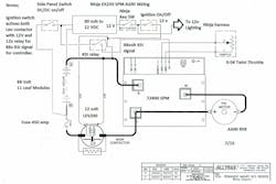 Being a meticulous engineer, Phil prepared a clear, accurate schematic of the eNinja's wiring. Being a meticulous engineer, Phil prepared a clear, accurate schematic of the eNinja's wiring.