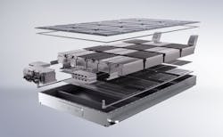 1. Separating the dry and wet areas of the EV battery cell with a physical barrier negates the risk of coolant leakage. (Source: Aiways) 1. Separating the dry and wet areas of the EV battery cell with a physical barrier negates the risk of coolant leakage. (Source: Aiways)