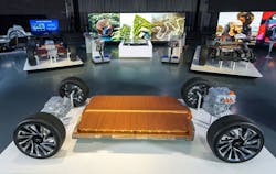 Captions: 1. Shown is General Motors&rsquo; modular platform and battery system called Ultium. The company claims a 1-million-mile battery is &ldquo;within sight.&rdquo; (Source: General Motors)