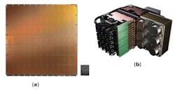 1. Shown is Cerebras’ Wafer Scale Engine (WSE) machine-learning solution (a). It’s designed to be used as is, not broken up into individual chips. Cerebras’ WSE needs a water-cooled system to keep it running without a meltdown (b). (Source: Cerebras Systems) 1. Shown is Cerebras’ Wafer Scale Engine (WSE) machine-learning solution (a). It’s designed to be used as is, not broken up into individual chips. Cerebras’ WSE needs a water-cooled system to keep it running without a meltdown (b). (Source: Cerebras Systems)